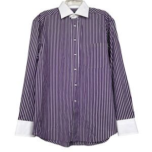 CANALI Striped Long Sleeve Cotton Button Shirt